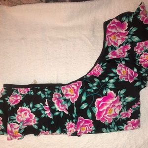 Floral one shoulder bikini top